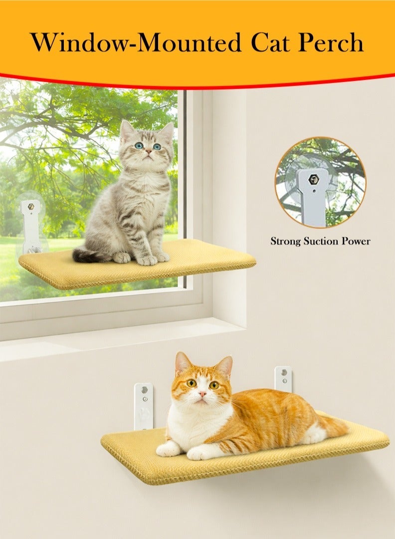 Horizon Cat Hammock Window Bed with Sturdy Suction Cup, Sunny Cat Window Perch Seat with Breathable Mesh, Space-Saving Cat Bed for Indoor Cats, Soft Plush Pad for Sunbathing( 45* 30 * 17.5 Cm) - Image 2